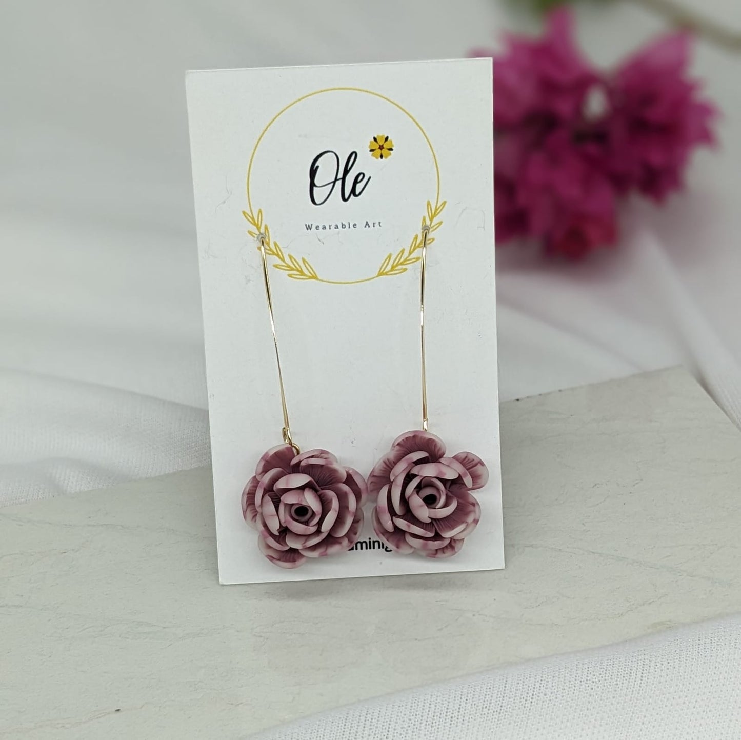 Double toned floral dangle earrings