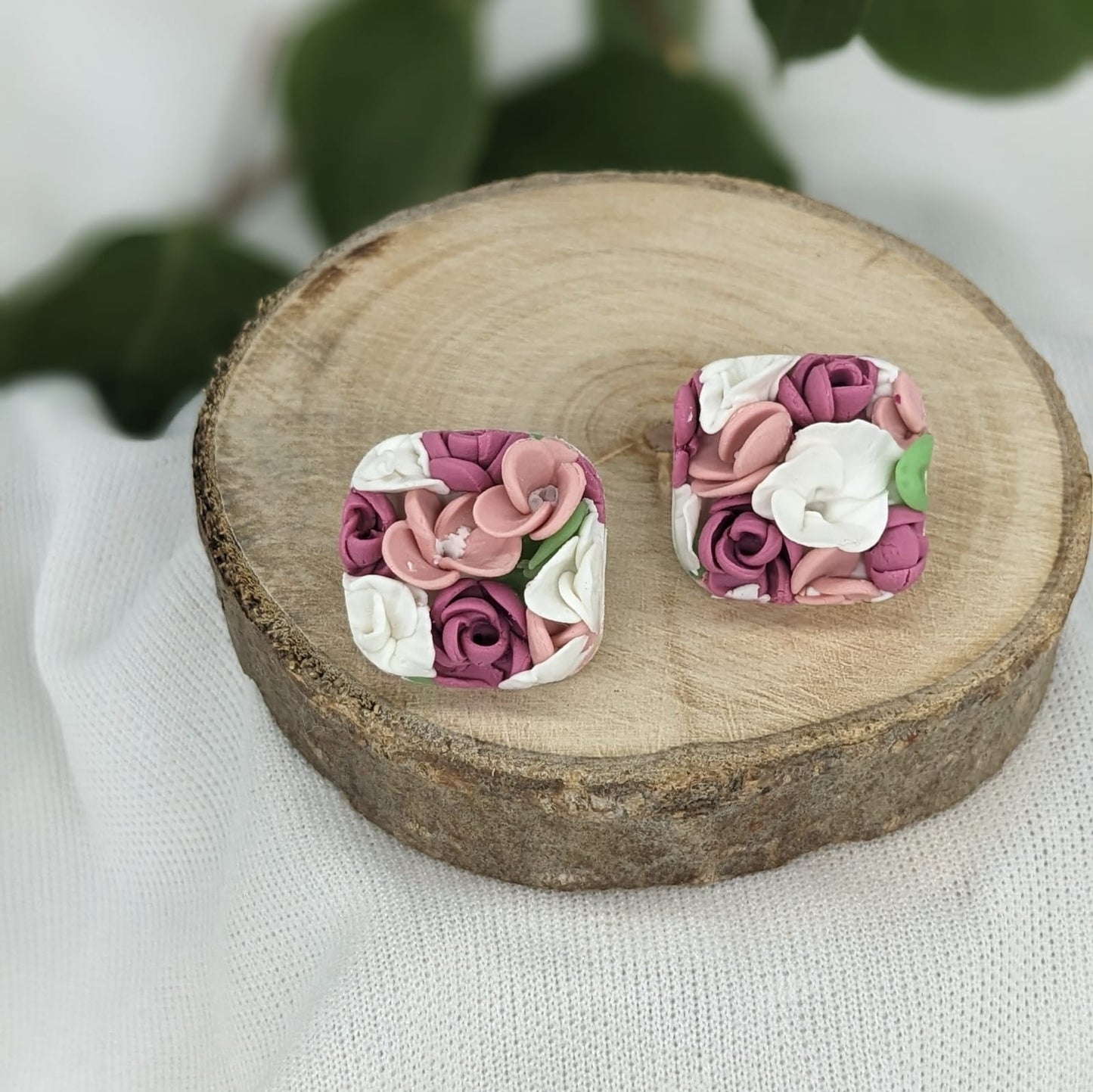 Floral Mosaic Square Stud