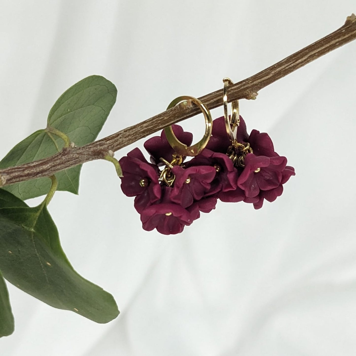 Puce Petal Cluster drop Earrings