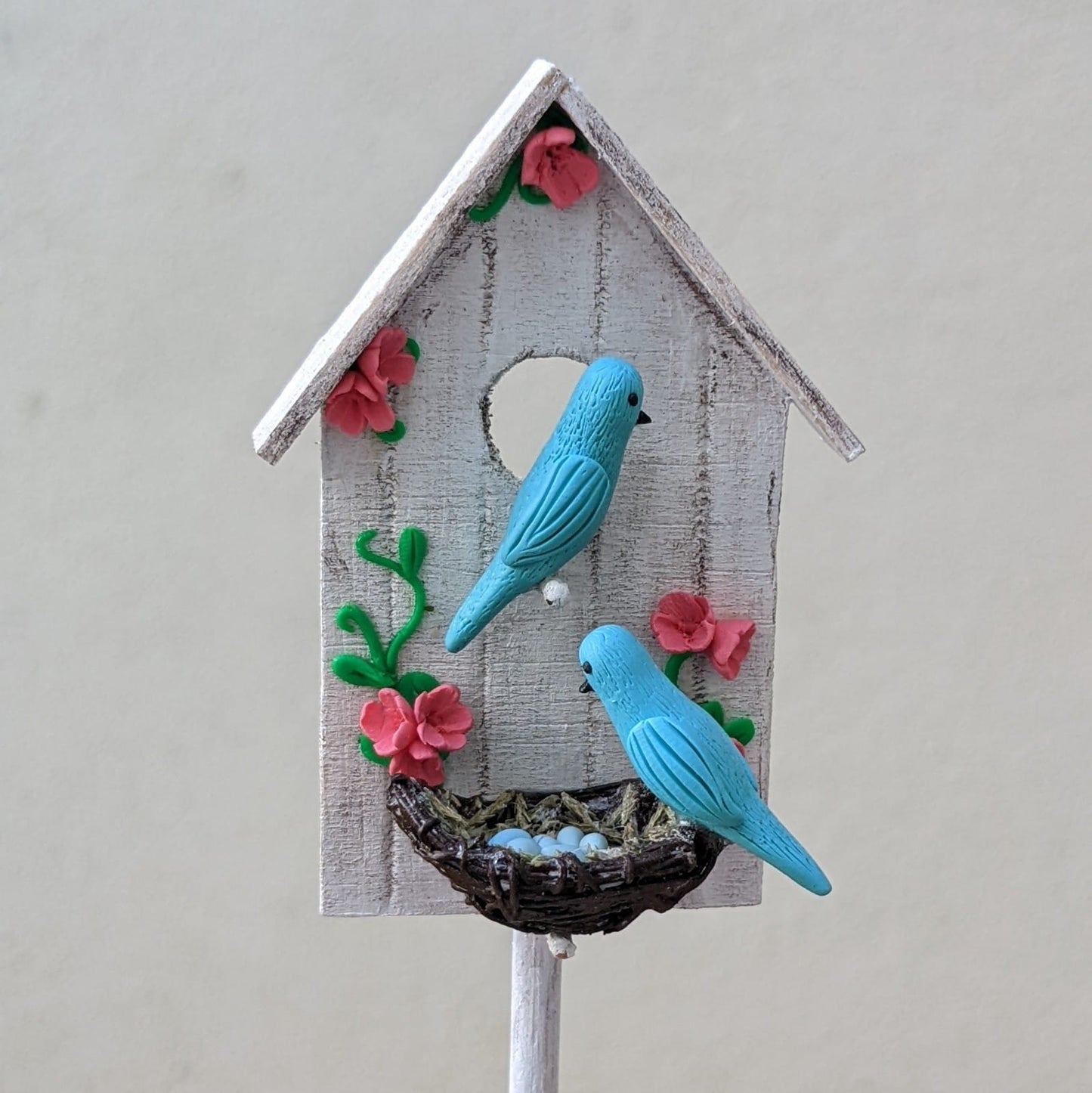 Bird House and Nest Garden Stake Ornament