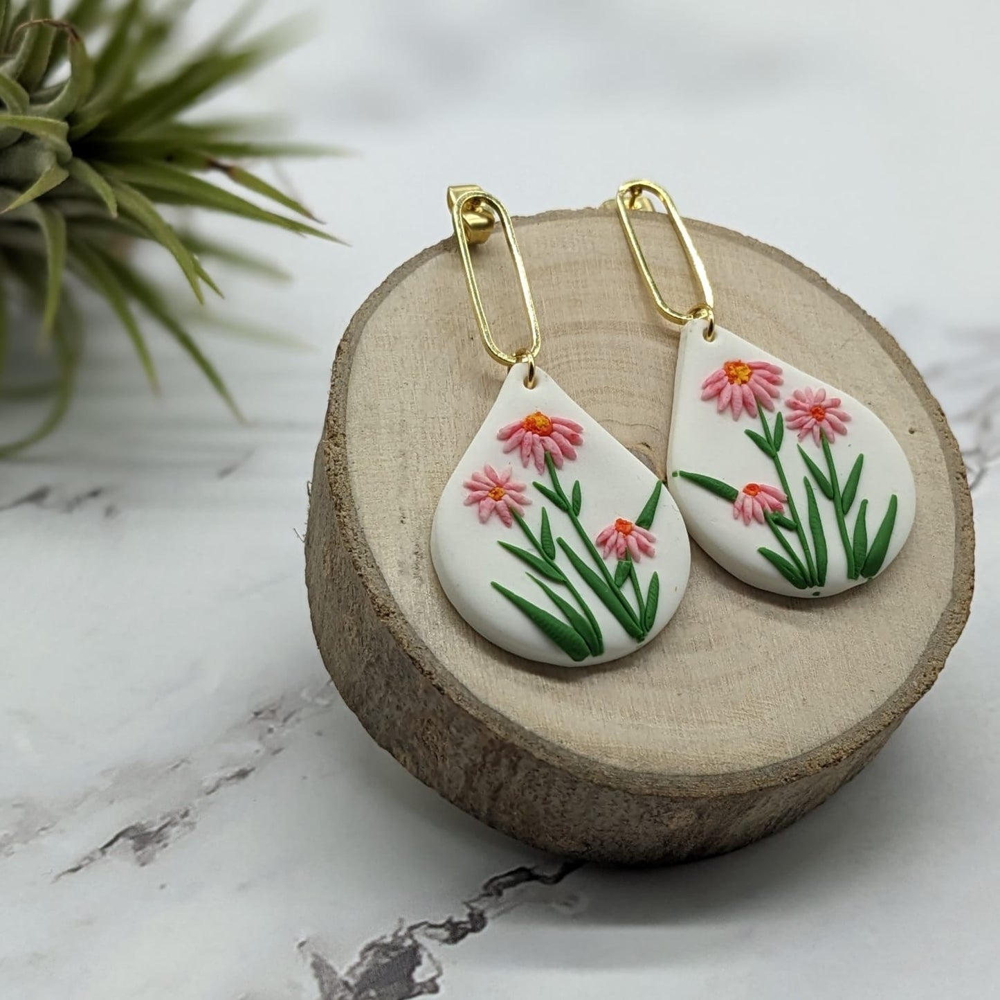 Pink Floral Danglers