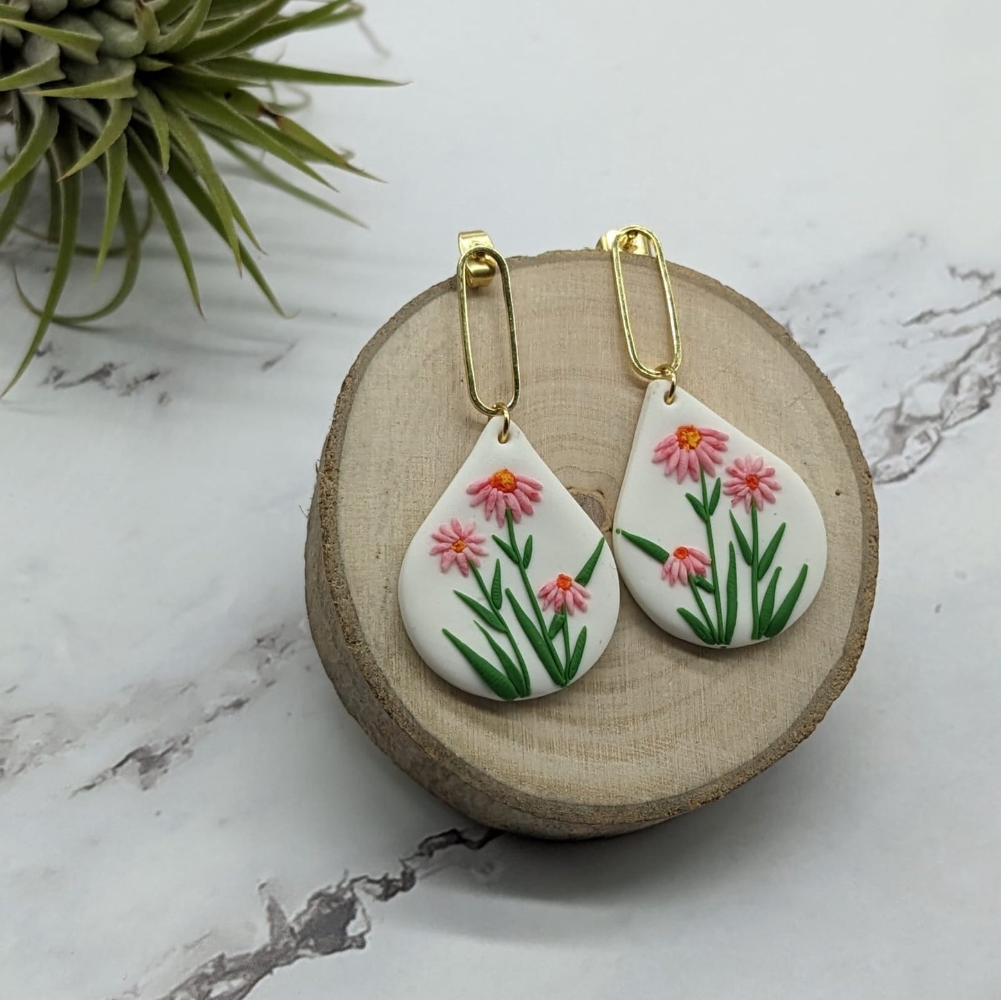 Pink Floral Danglers