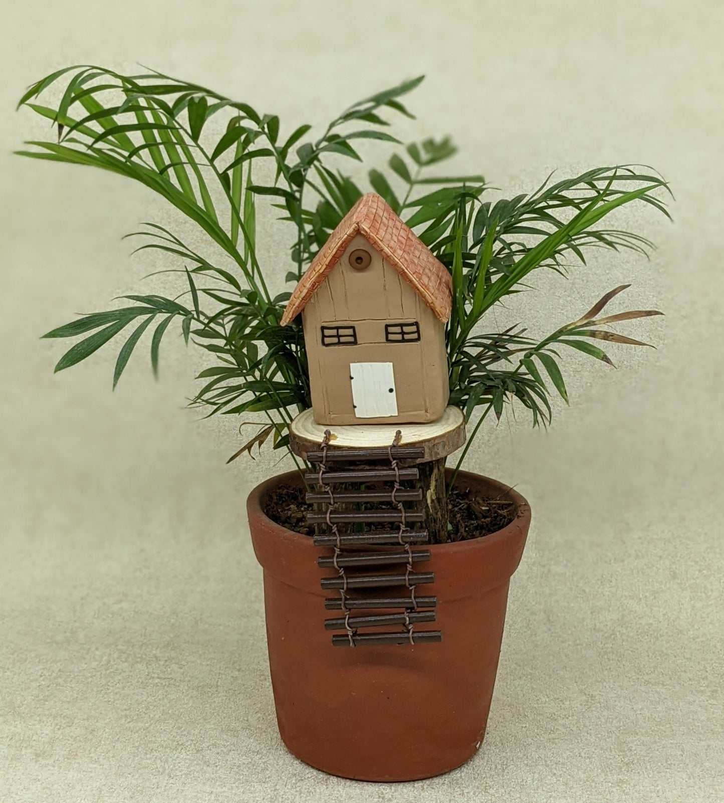 Miniature Tree house garden Clay house handcrafted garden accessories miniature garden fairy garden