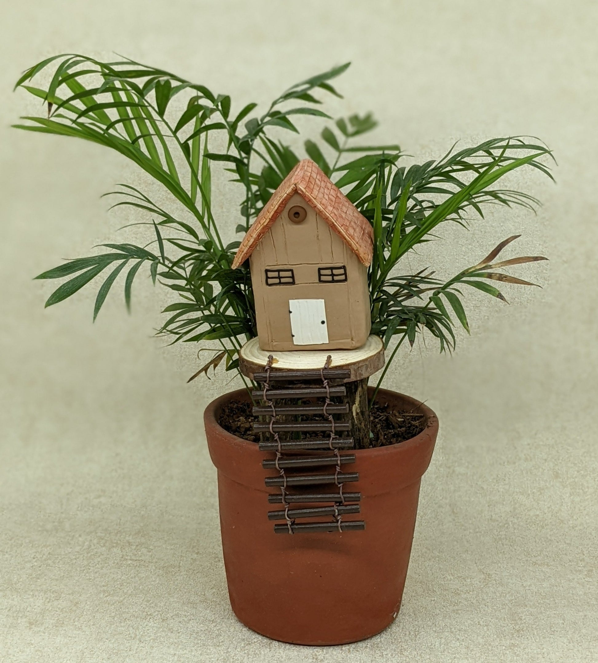 Miniature Tree house garden Clay house handcrafted garden accessories miniature garden fairy garden