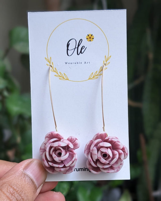 Double toned floral dangle earrings