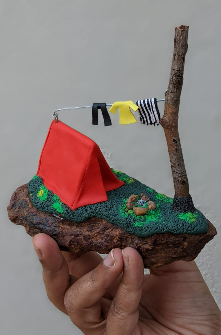 Miniature Tent on Stone Home Decor