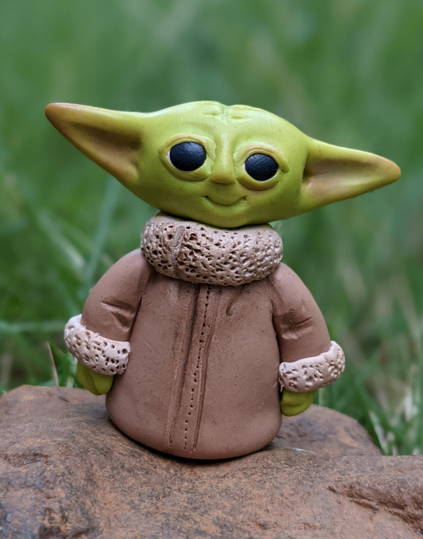 Miniature Baby Yoda figurine polymer clay key chain star wars alien handcrafted