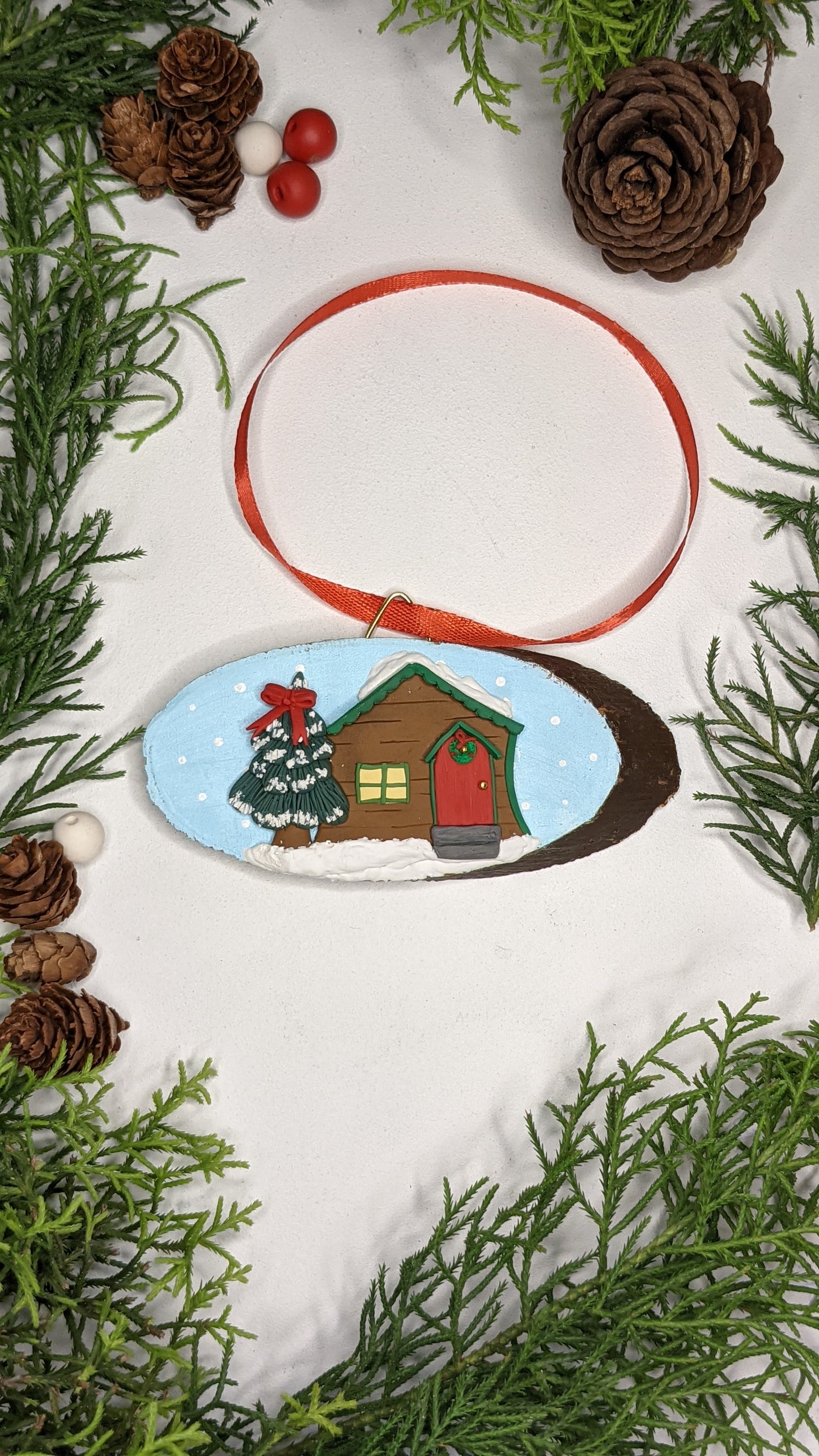 Miniature winter house christmas decor tree decor ornament