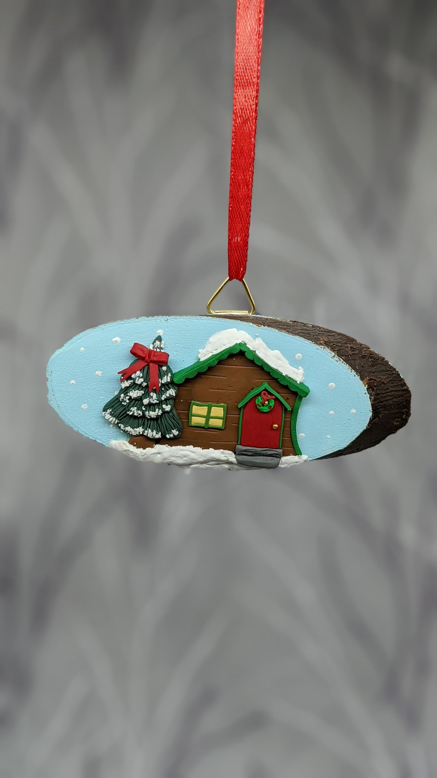 Miniature winter house christmas decor tree decor ornament