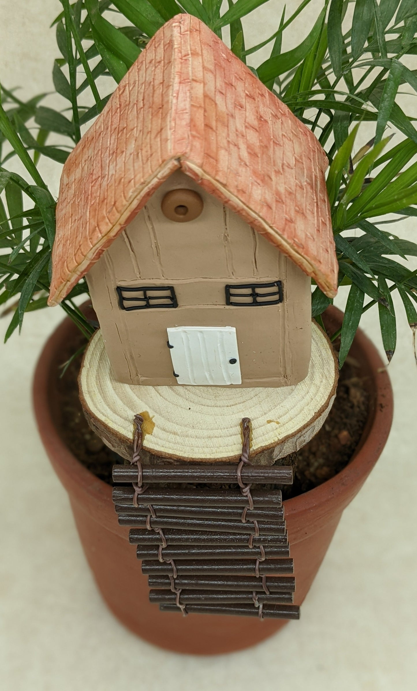 Miniature Tree house garden Clay house handcrafted garden accessories miniature garden fairy garden 