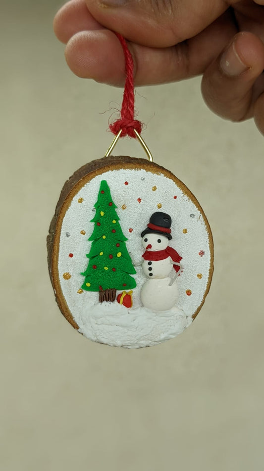 'Snow Man in Christmas spirit' - Christmas Tree Ornament