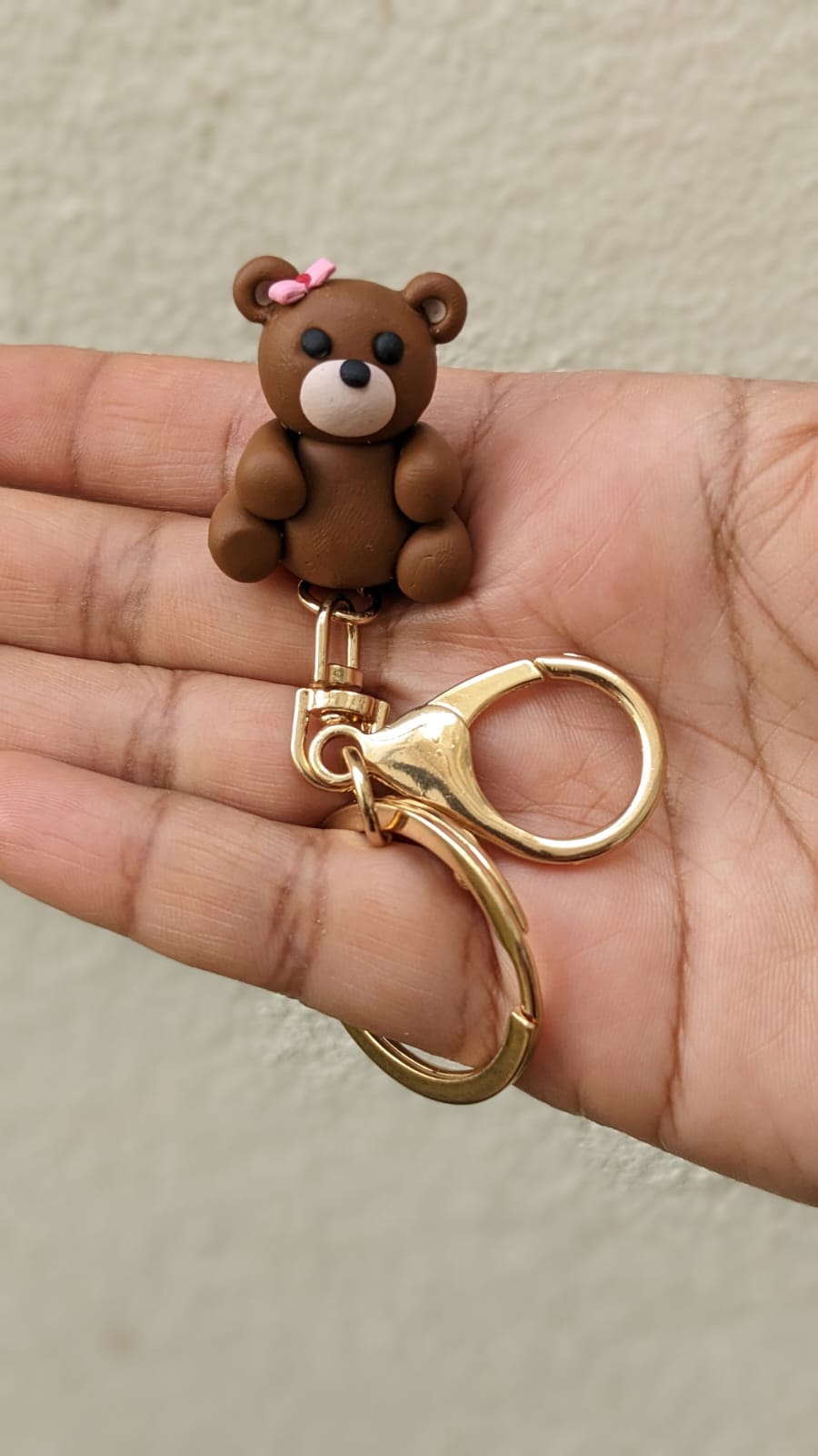 Teddy bear Brass Key Chain Ring in Golden Finish – ADORAA